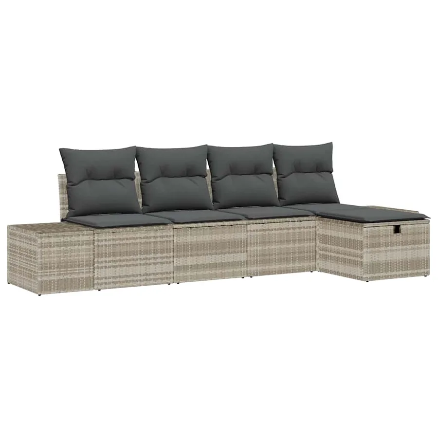 Ensemble de canapé de jardin 5 pcs Gris clair polyrotin - 2