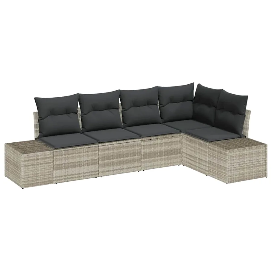 Ensemble de canapé de jardin 5 pcs Gris clair polyrotin - 2