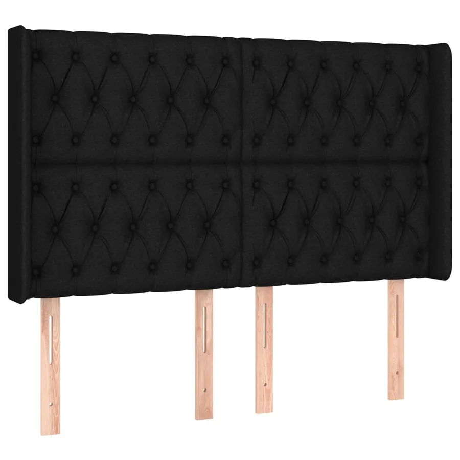 Tête de lit avec oreilles Noir 147x16x118/128 cm Tissu - 2
