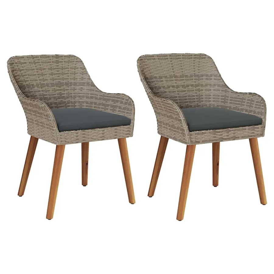 Chaise de jardin 2 pcs Noir 62,5 x 55 x 82 cm polyrotin - 2