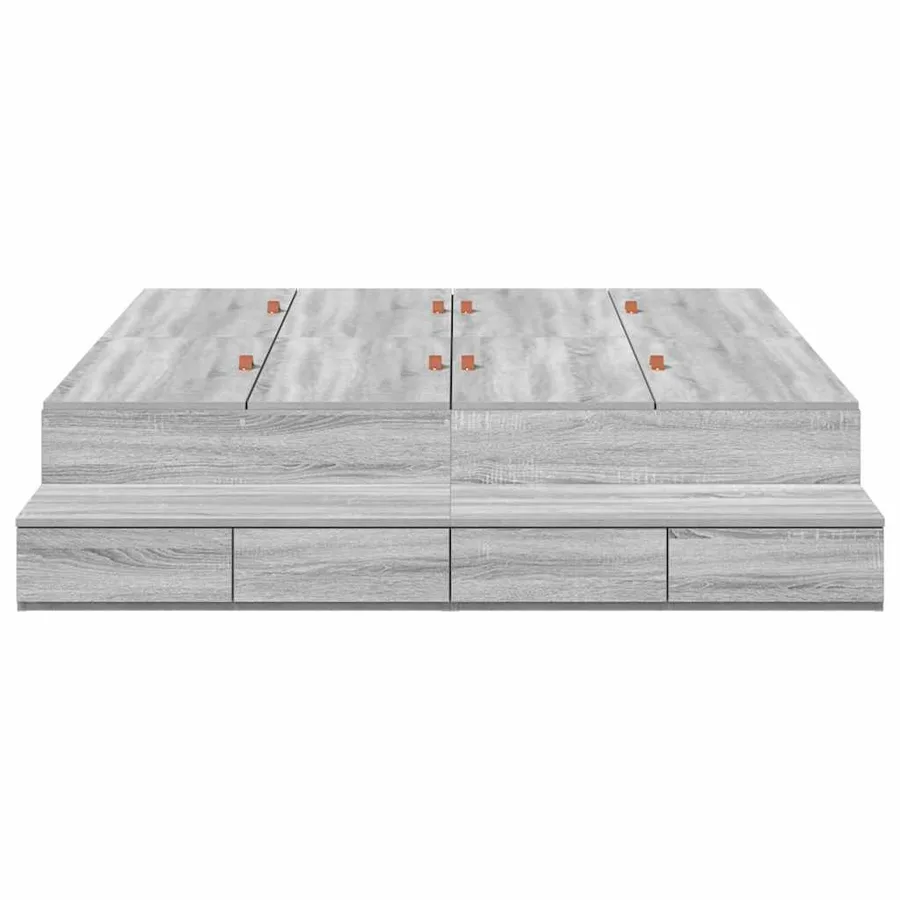 Cadre de lit avec rangement avec tiroir Gris Sonoma 160 cm - 6