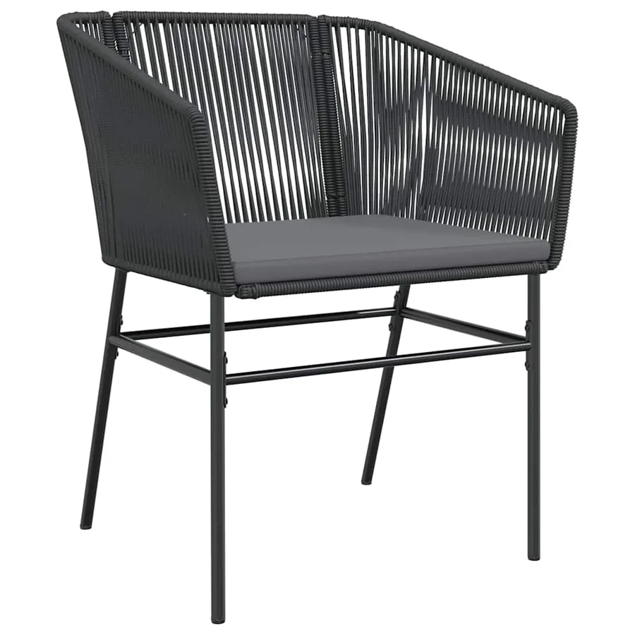 Ensemble à manger de jardin coussins 7pcs noir poly rotin verre - 5