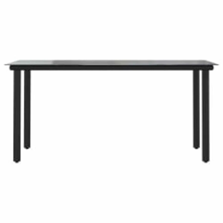 Ensemble à manger de jardin coussins 7pcs noir poly rotin verre - 6