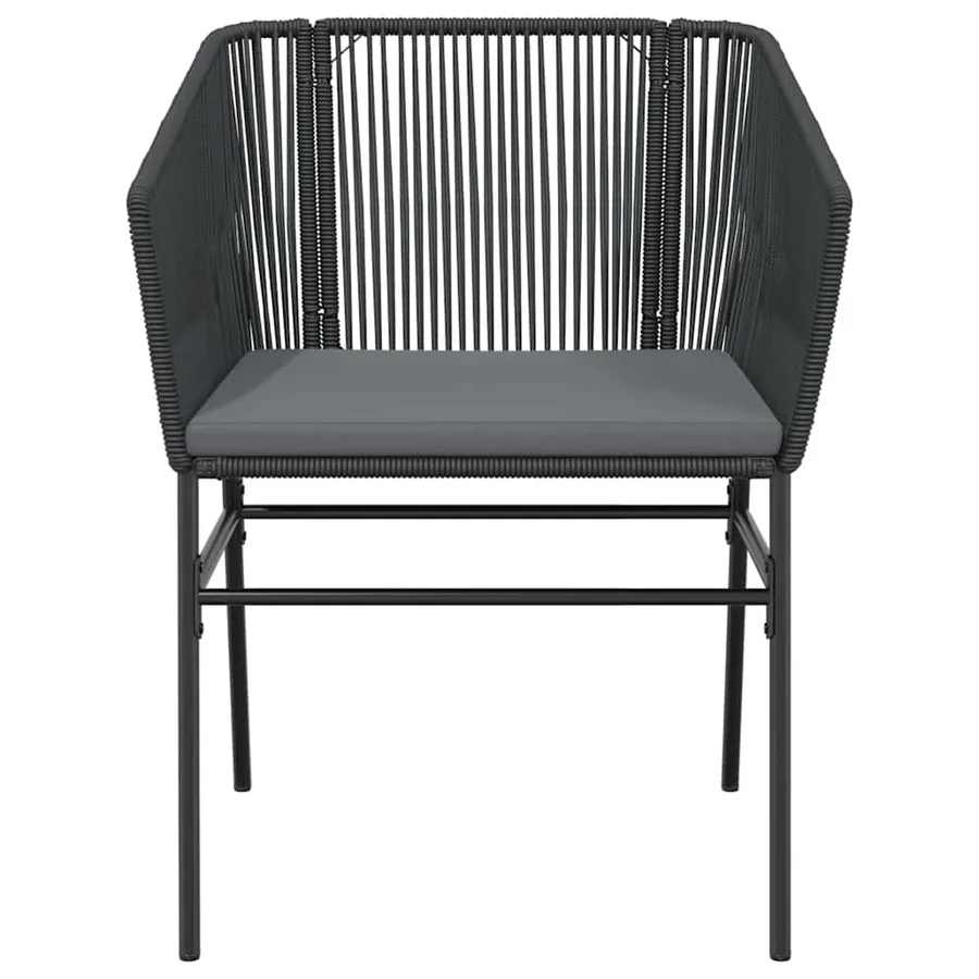 Ensemble à manger de jardin coussins 7pcs noir poly rotin verre - 7