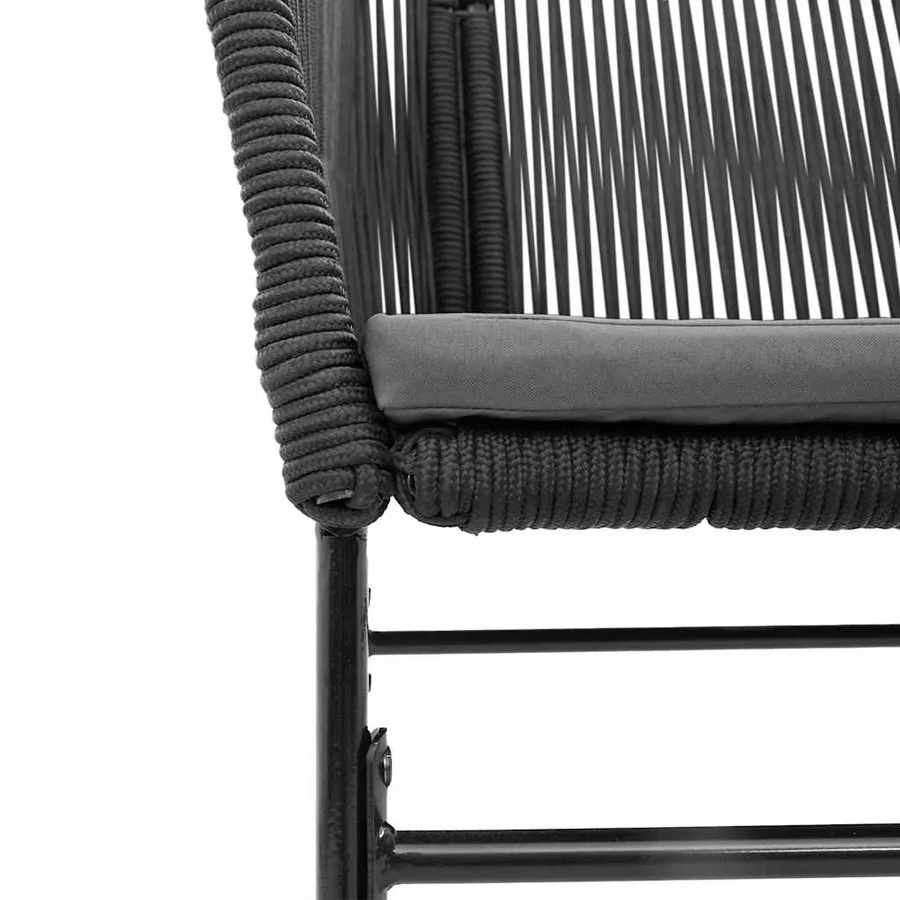 Ensemble à manger de jardin coussins 7pcs noir poly rotin verre - 8