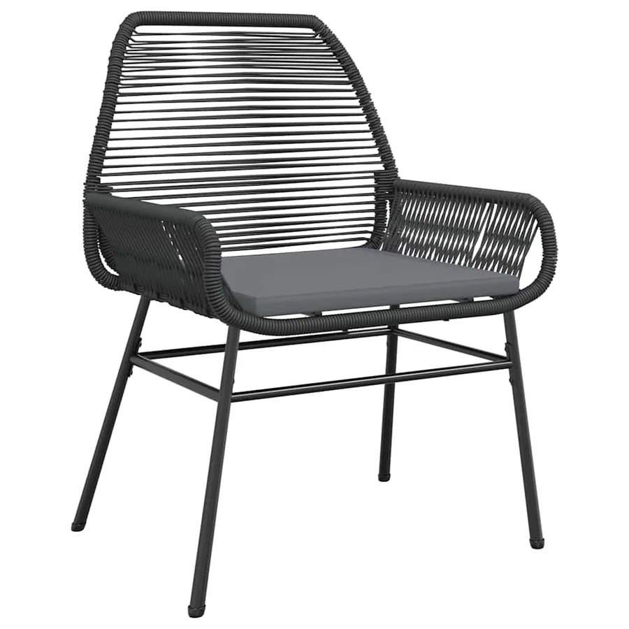 Ensemble à manger de jardin coussins 7pcs noir poly rotin verre - 4