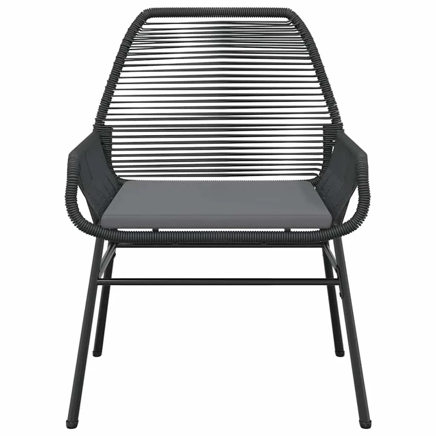 Ensemble à manger de jardin coussins 7pcs noir poly rotin verre - 6