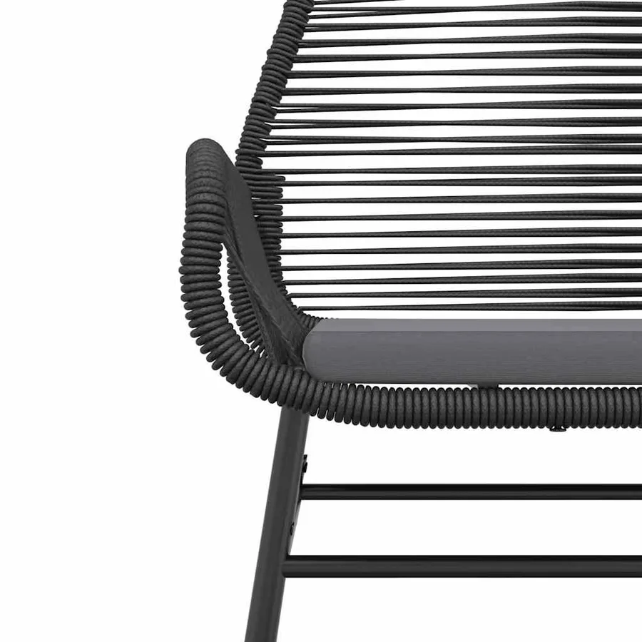Ensemble à manger de jardin coussins 7pcs noir poly rotin verre - 8