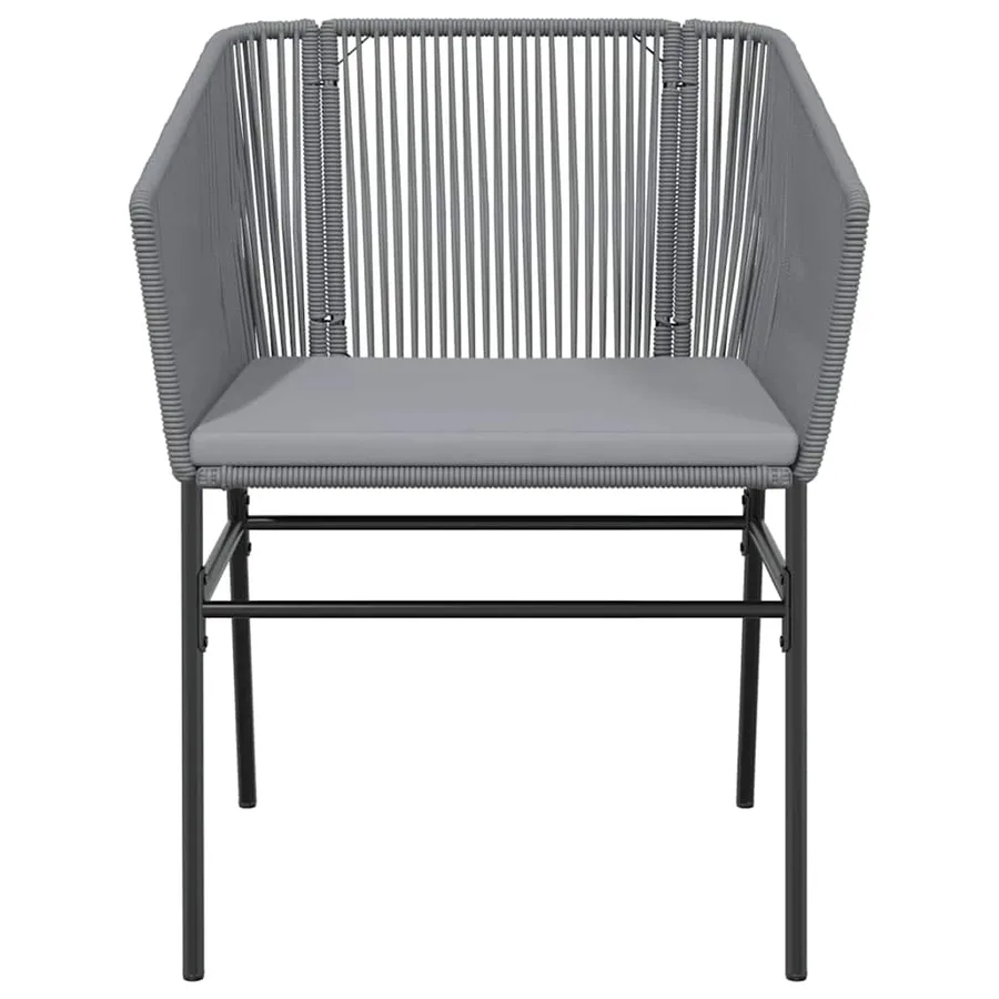 Ensemble à manger jardin coussins 7 pcs gris poly rotin verre - 7