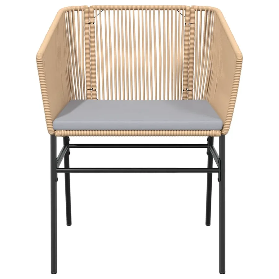 Ensemble à manger jardin coussins 7pcs marron poly rotin verre - 7