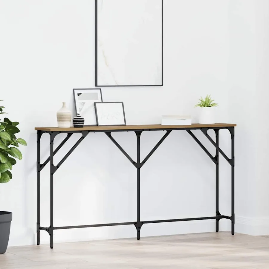 Table console chêne artisanal 140 x 23 x 75 cm