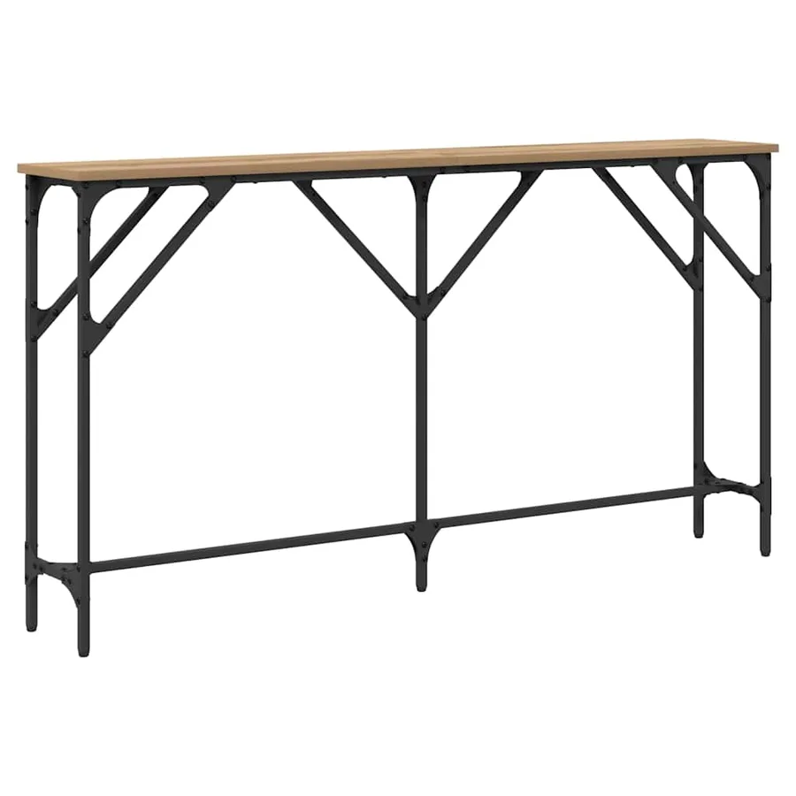 Table console chêne artisanal 140 x 23 x 75 cm - 7