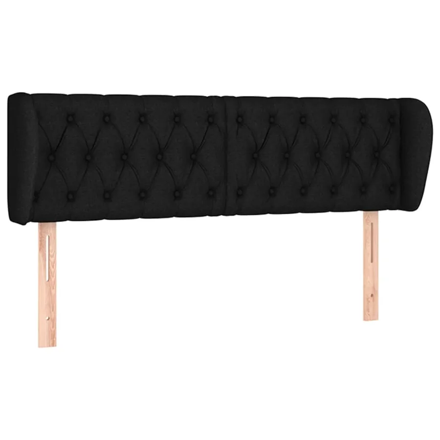 Tête de lit avec oreilles Noir 147x23x78/88 cm Tissu - 2