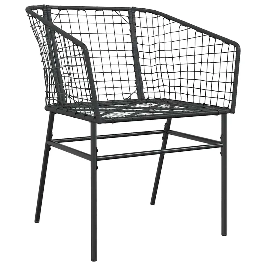 Ensemble à manger de jardin 7pcs noir poly rotin verre - 4