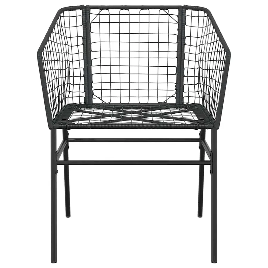 Ensemble à manger de jardin 7pcs noir poly rotin verre - 6