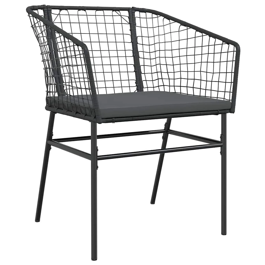 Ensemble à manger de jardin coussins 7pcs noir poly rotin verre - 4