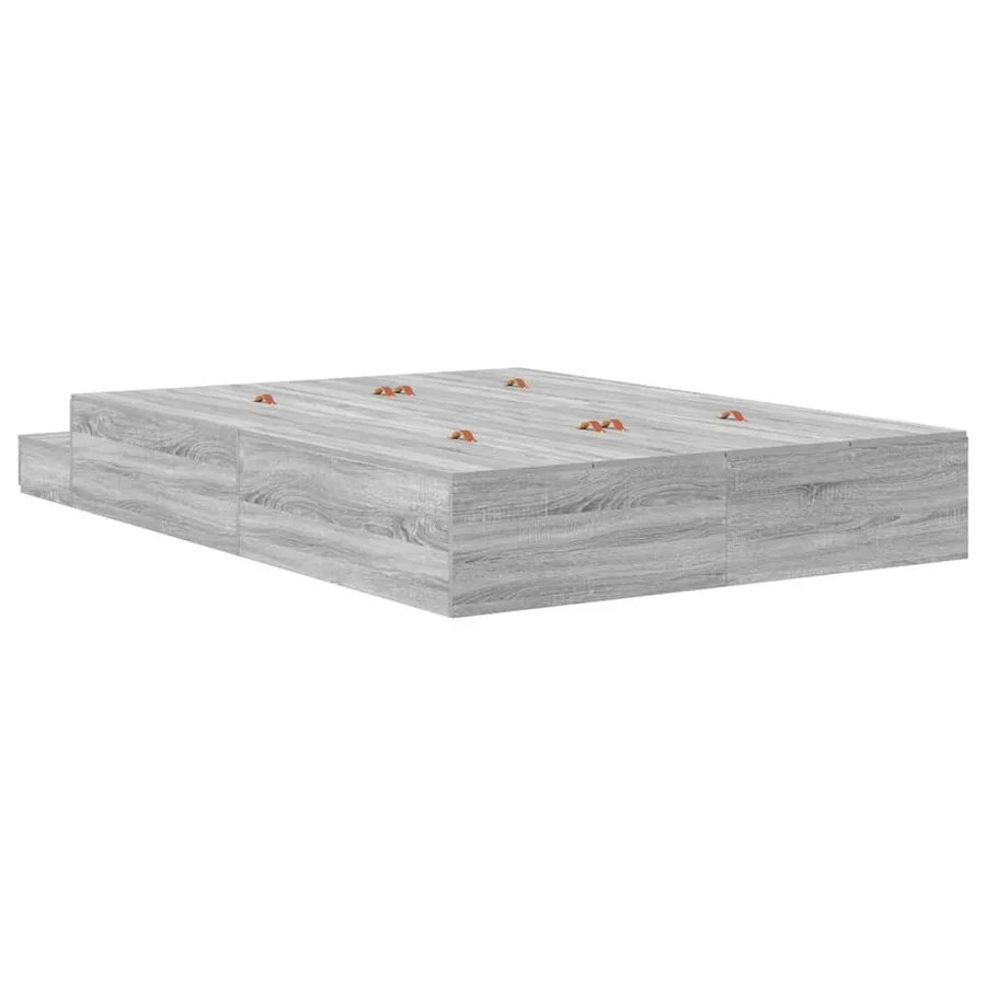Cadre de lit avec rangement avec tiroir Gris Sonoma 140 cm - 8