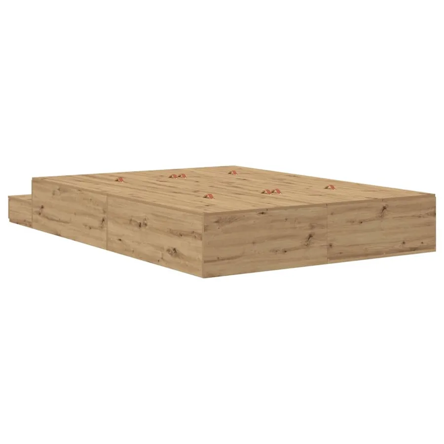 Cadre de lit avec rangement avec tiroir Chêne artisanal 140 cm - 10