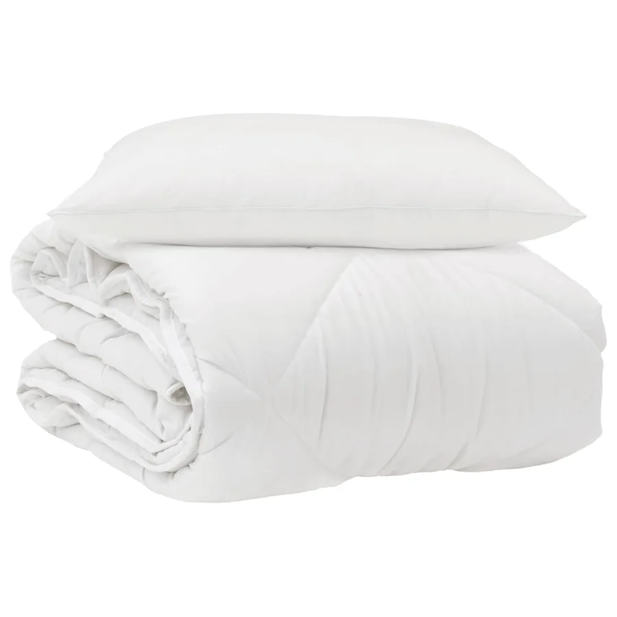 Duvet toutes saisons avec oreiller 2 pcs Blanc Microfibre - 2
