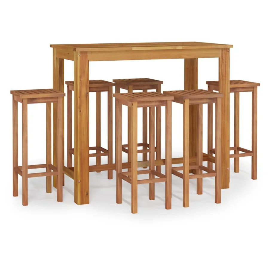 Ensemble de bar de jardin 7 pcs bois d'acacia solide - 2