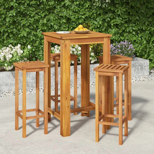 Ensemble de bar de jardin 5 pcs bois d'acacia solide