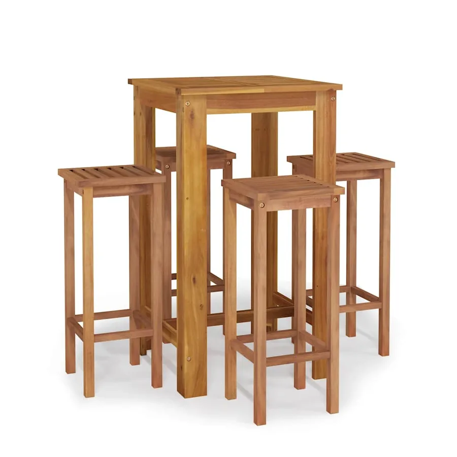 Ensemble de bar de jardin 5 pcs bois d'acacia solide - 2