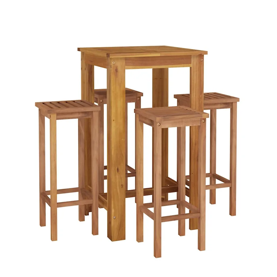 Ensemble de bar de jardin 5 pcs bois d'acacia solide - 3