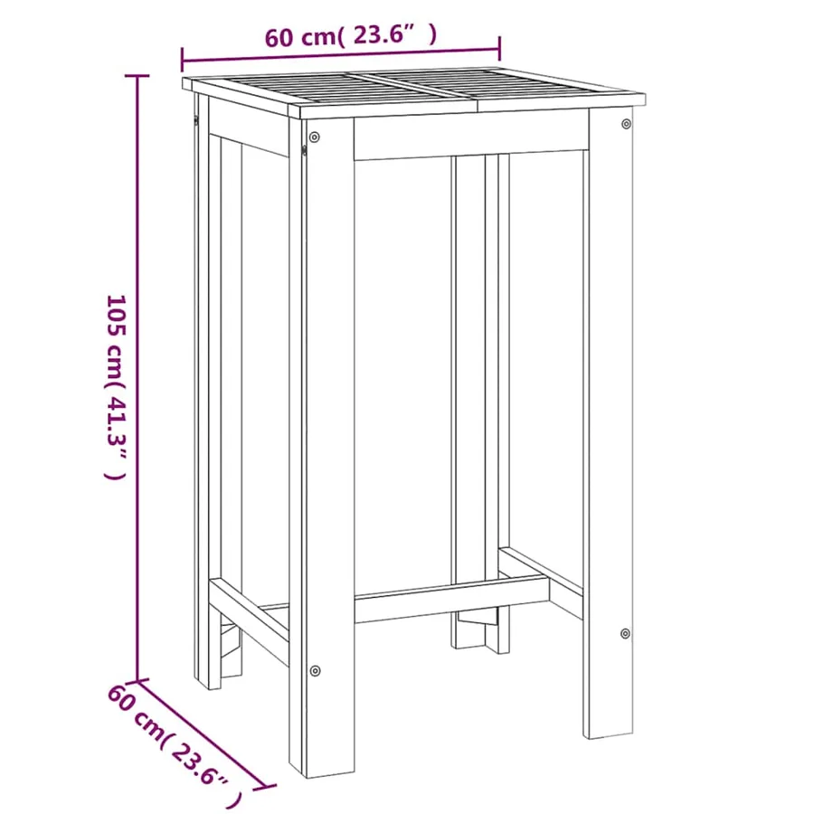 Ensemble de bar de jardin 5 pcs bois d'acacia solide - 9