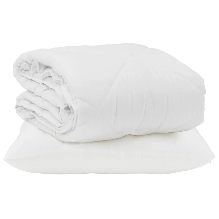 Duvet d'été simple avec oreiller 2 pcs Blanc Microfibre - 2