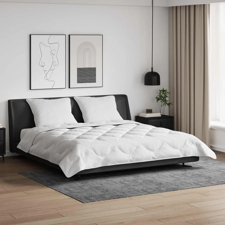 Duvet d'été simple avec oreiller 3 pcs Blanc Microfibre