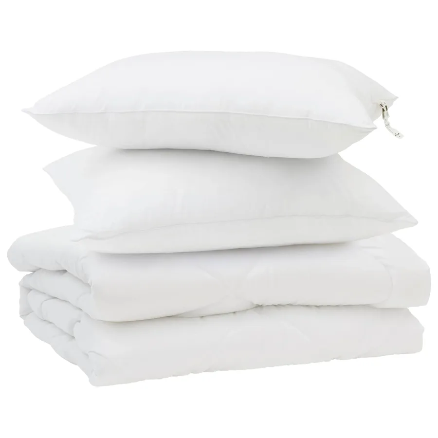 Duvet d'été simple avec oreiller 3 pcs Blanc Microfibre - 2