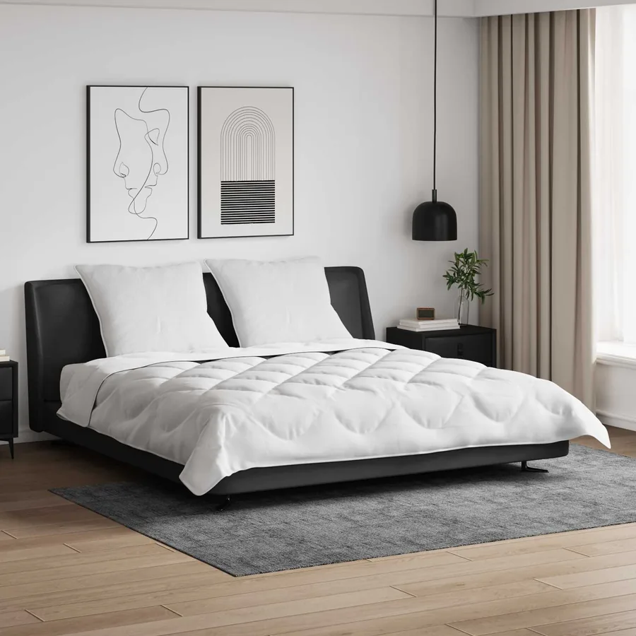 Ensemble de Duvet 3 pcs Blanc Microfibre et Plumes D'oie
