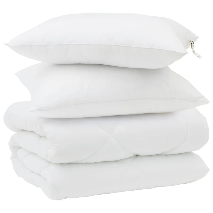 Duvet d'hiver avec oreiller 3 pcs Blanc Microfibre - 2