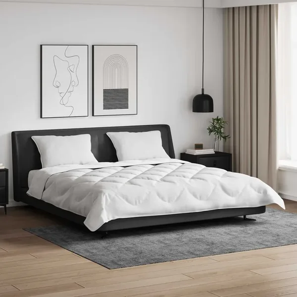 Ensemble de Duvet 3 pcs Blanc Microfibre et Plumes D'oie