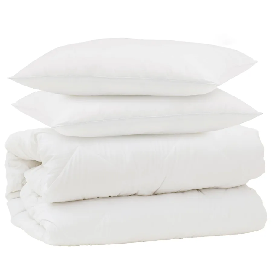 Ensemble de Duvet 3 pcs Blanc Microfibre et Plumes D'oie - 2