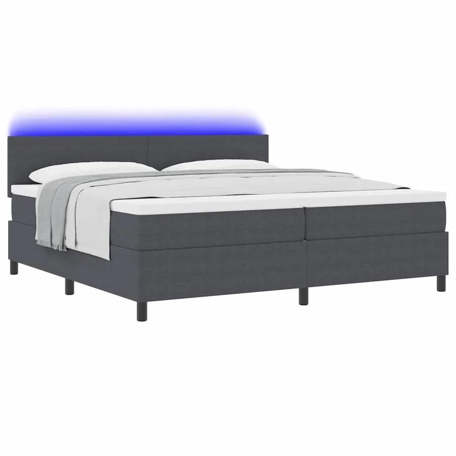 Lit à ressort LED Gris foncé et blanc 200 x 200 cm - 3