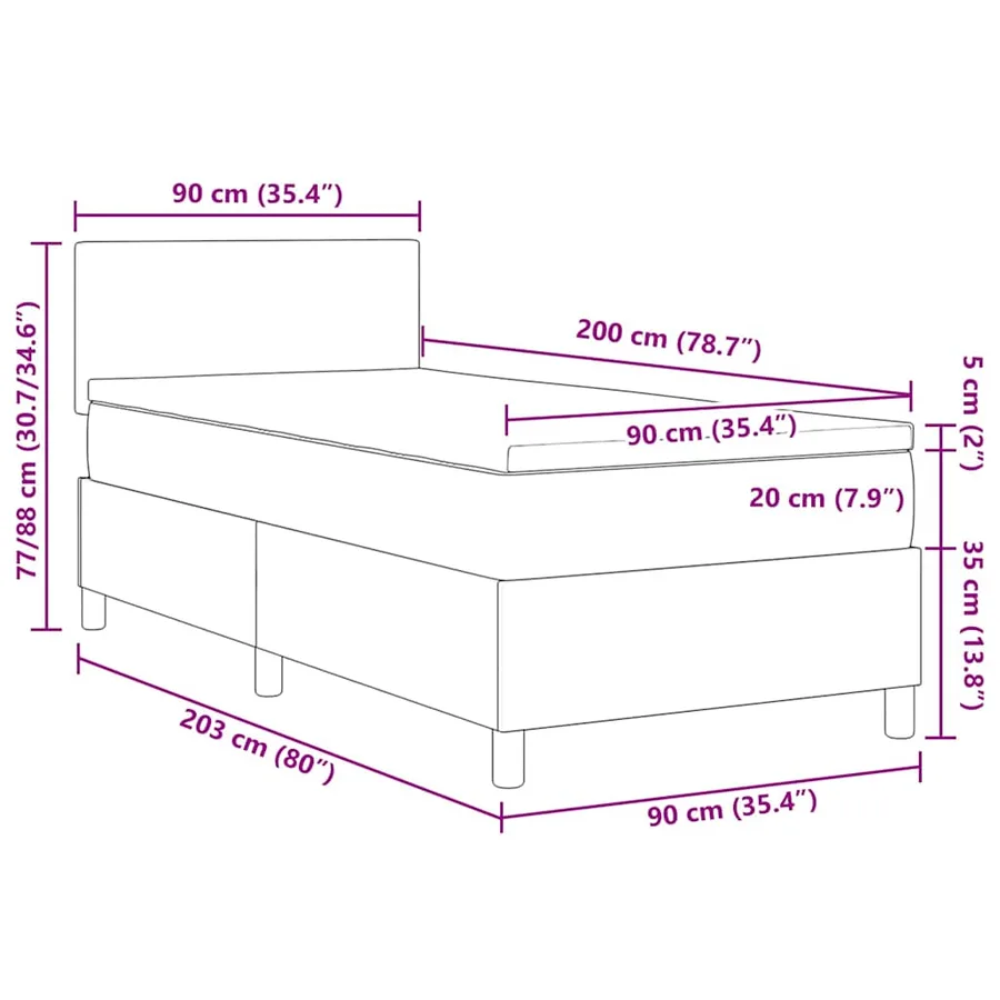 Lit à ressort LED Gris foncé et blanc 90 x 200 cm - 14