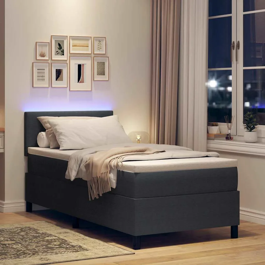 Lit à ressort LED Gris foncé et blanc 90 x 200 cm - 5