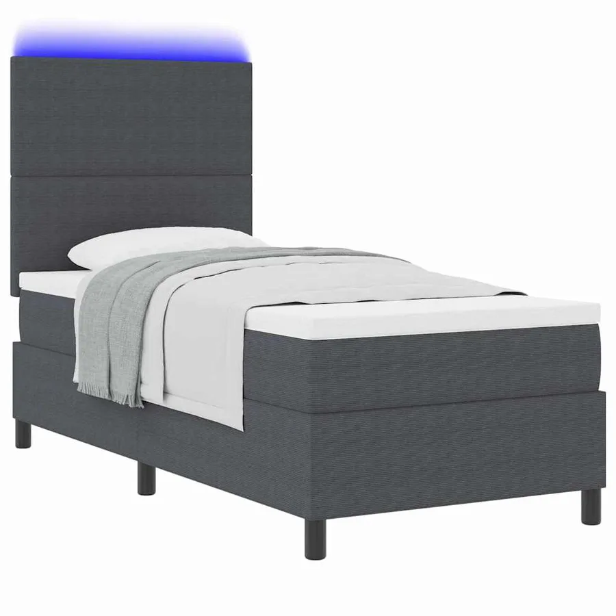 Lit à ressort LED Gris foncé et blanc 90 x 200 cm - 3
