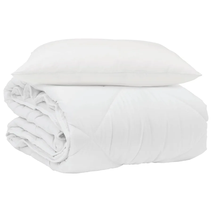 Duvet d'été simple avec oreiller 2 pcs Blanc Microfibre - 2