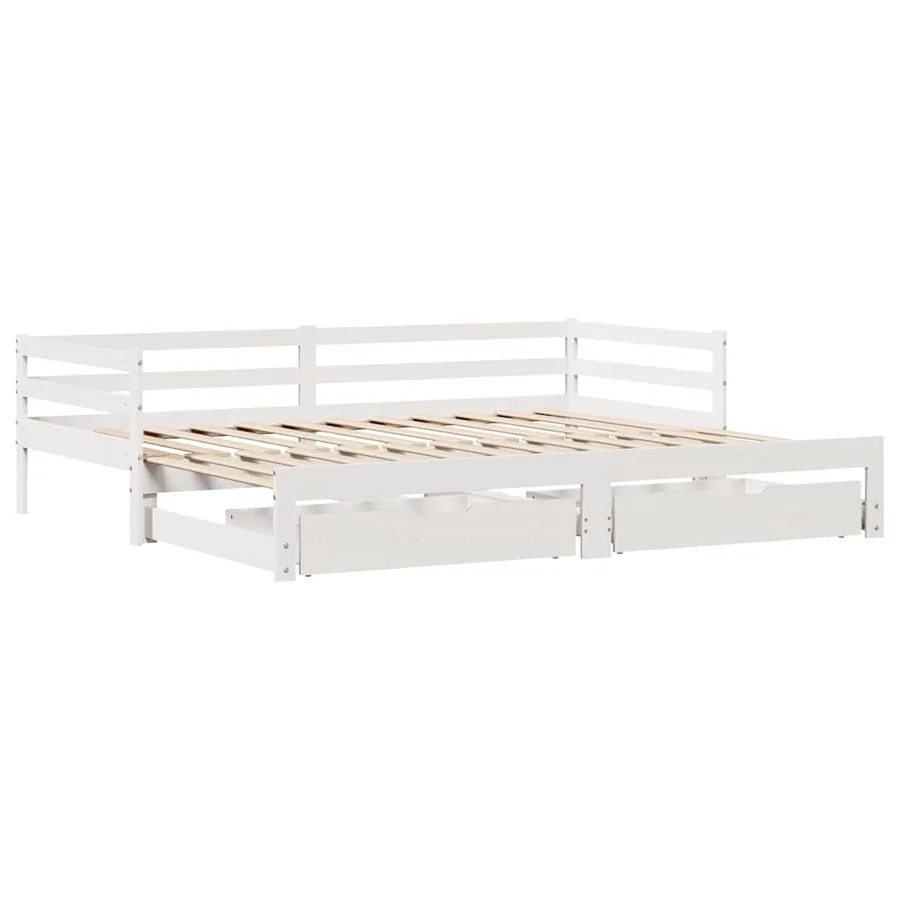 Lit de jour et tiroirs sans matelas blanc 90x200 cm bois massif - 3