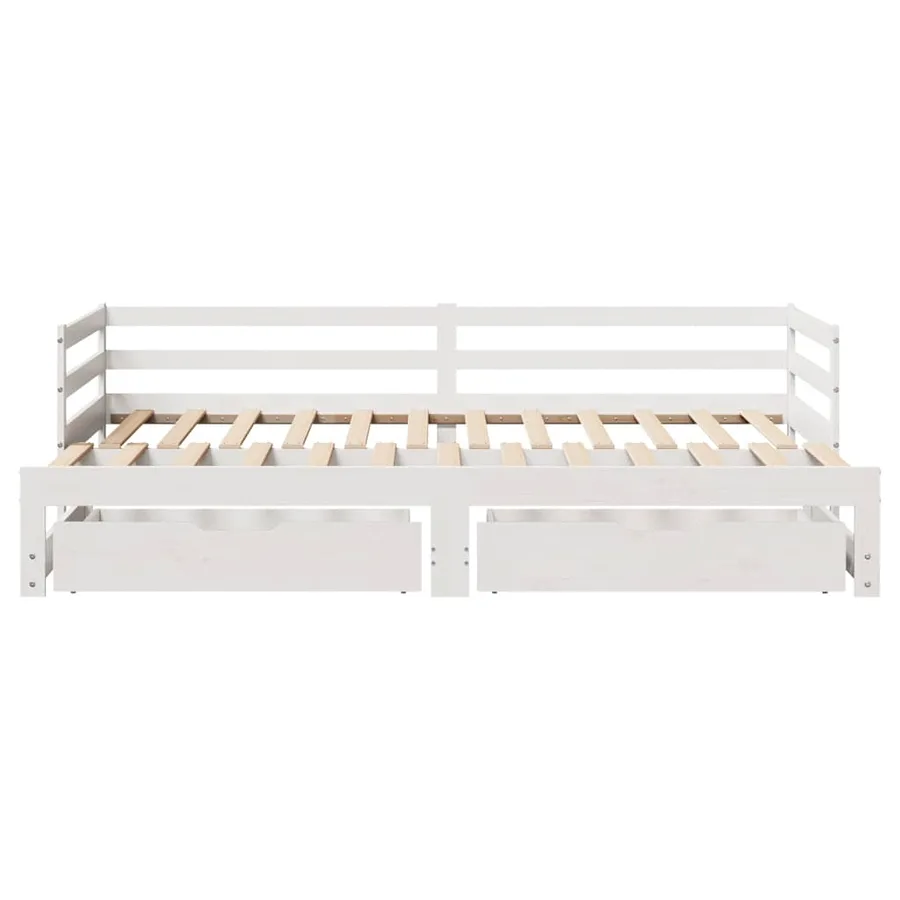 Lit de jour et tiroirs sans matelas blanc 90x200 cm bois massif - 6
