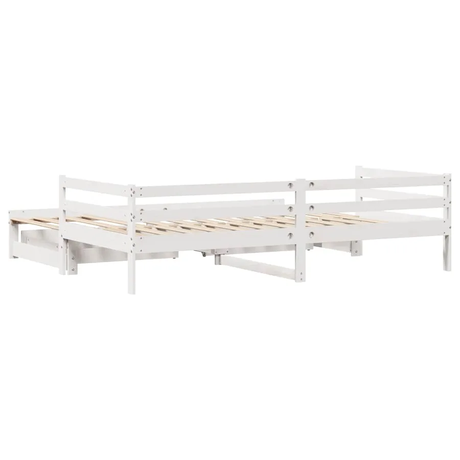 Lit de jour et tiroirs sans matelas blanc 90x200 cm bois massif - 8
