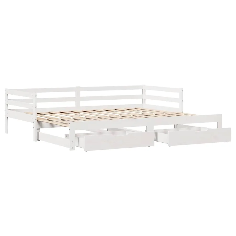 Lit de jour et tiroirs sans matelas blanc 90x200 cm bois massif - 9