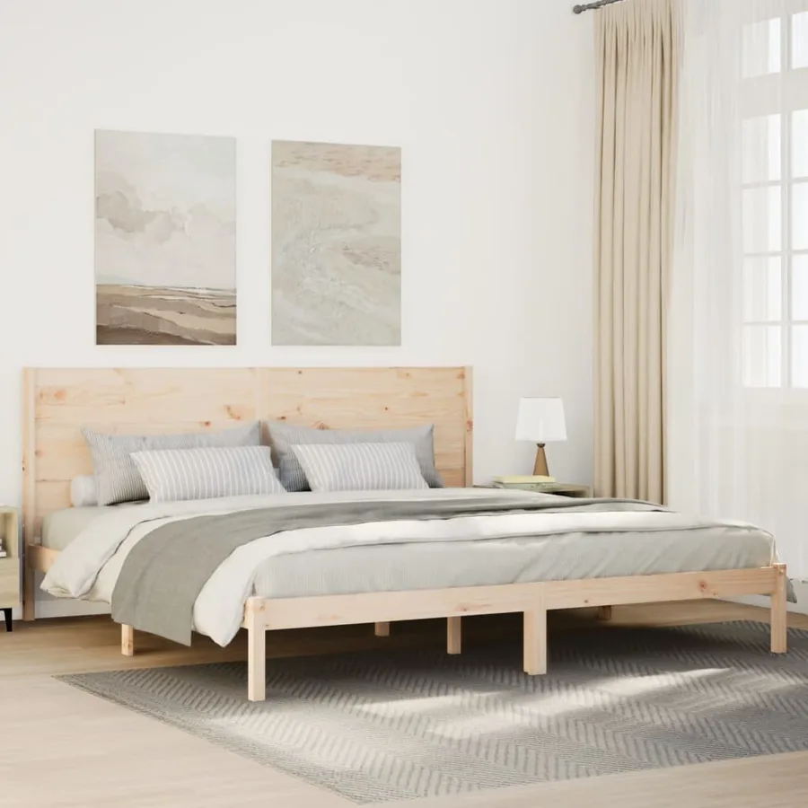 Cadre de lit extra long sans matelas 200x220 cm bois massif