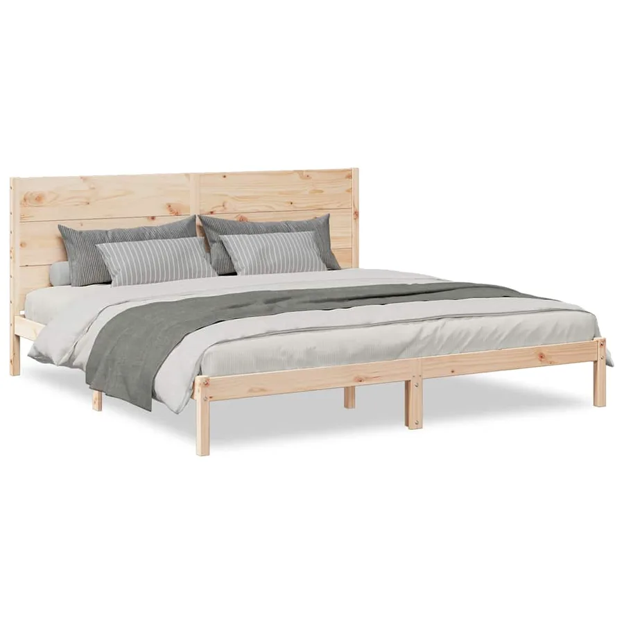 Cadre de lit extra long sans matelas 200x220 cm bois massif - 2