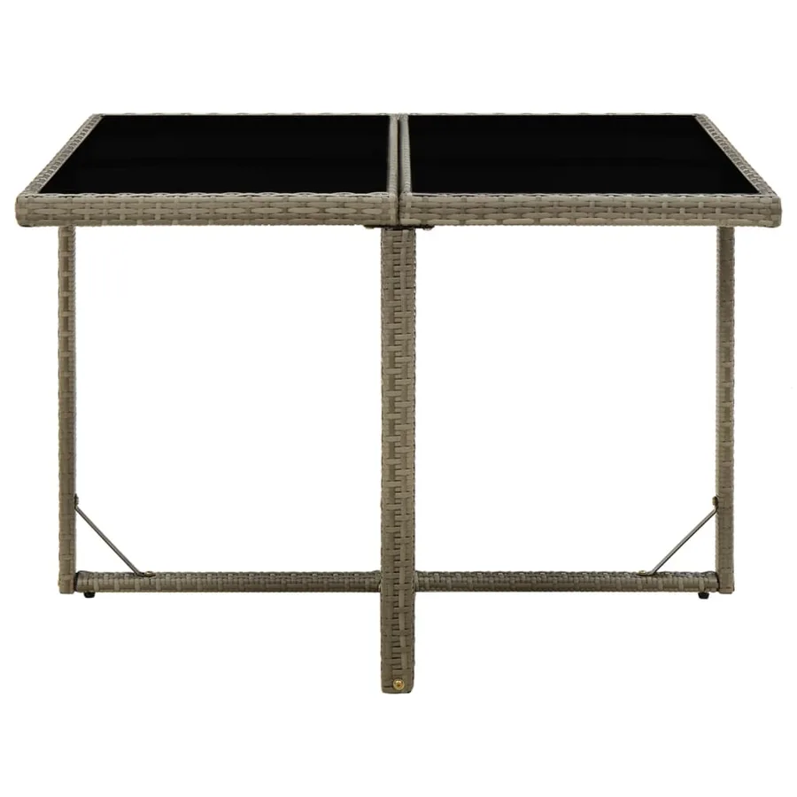 Table de jardin Gris 109x107x74 cm Résine tressée et verre - 2
