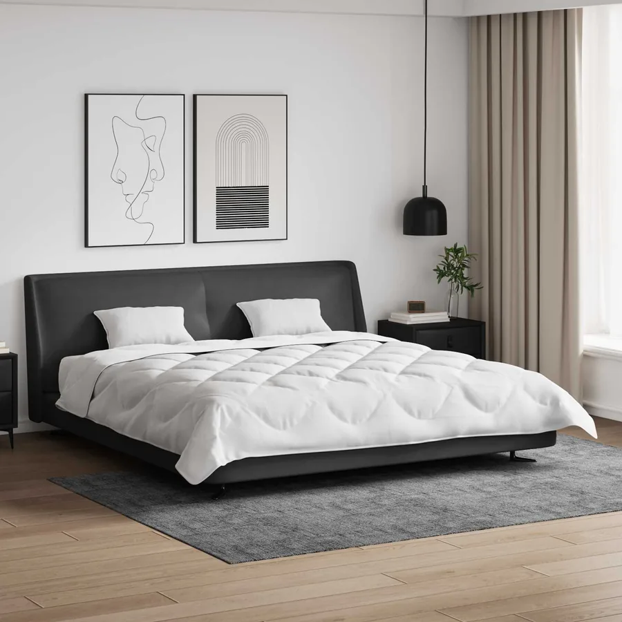 Ensemble de Duvet 3 pcs Blanc Microfibre et Plumes D'oie
