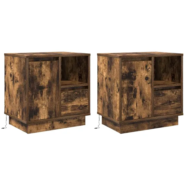 Cabinet de chevet 2 pcs Chêne fumé 50 x 34,5 x 50 cm.