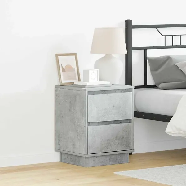 Cabinet de chevet 2 pcs Gris béton 39 x 34,5 x 50 cm